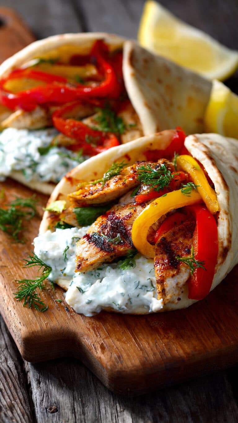 Lemon-Garlic Chicken Pitas