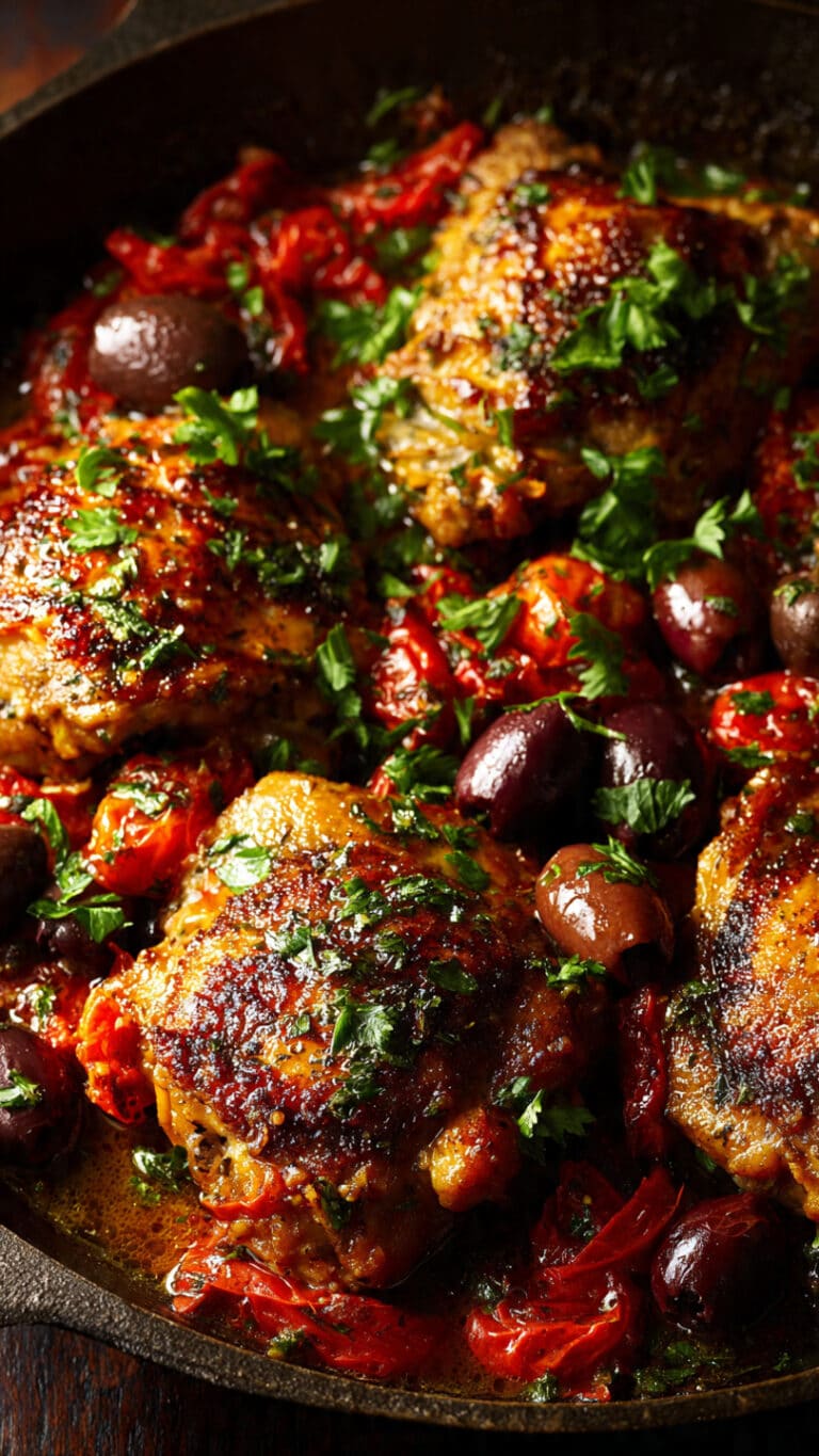Mediterranean Chicken Thighs with Olives and Tomatoes Recipe