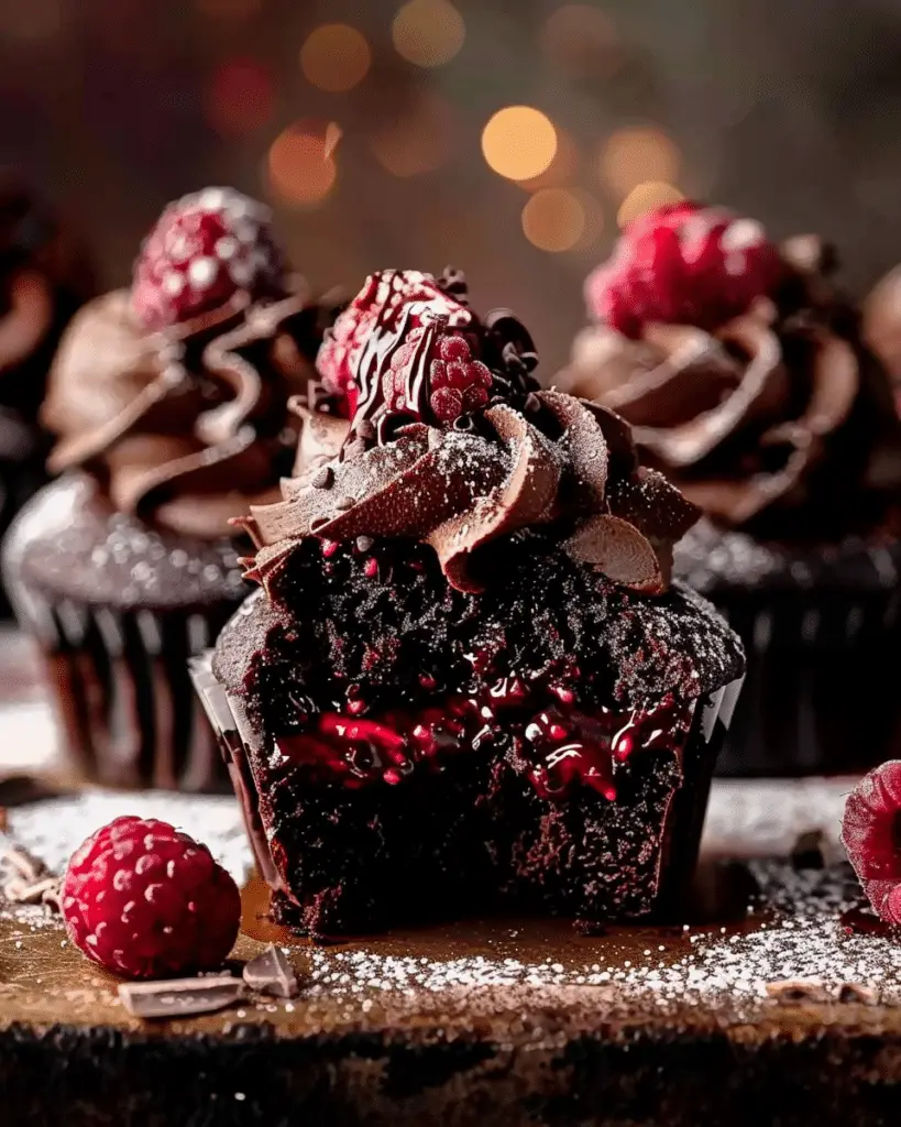 Dark Chocolate Raspberry Cupcakes