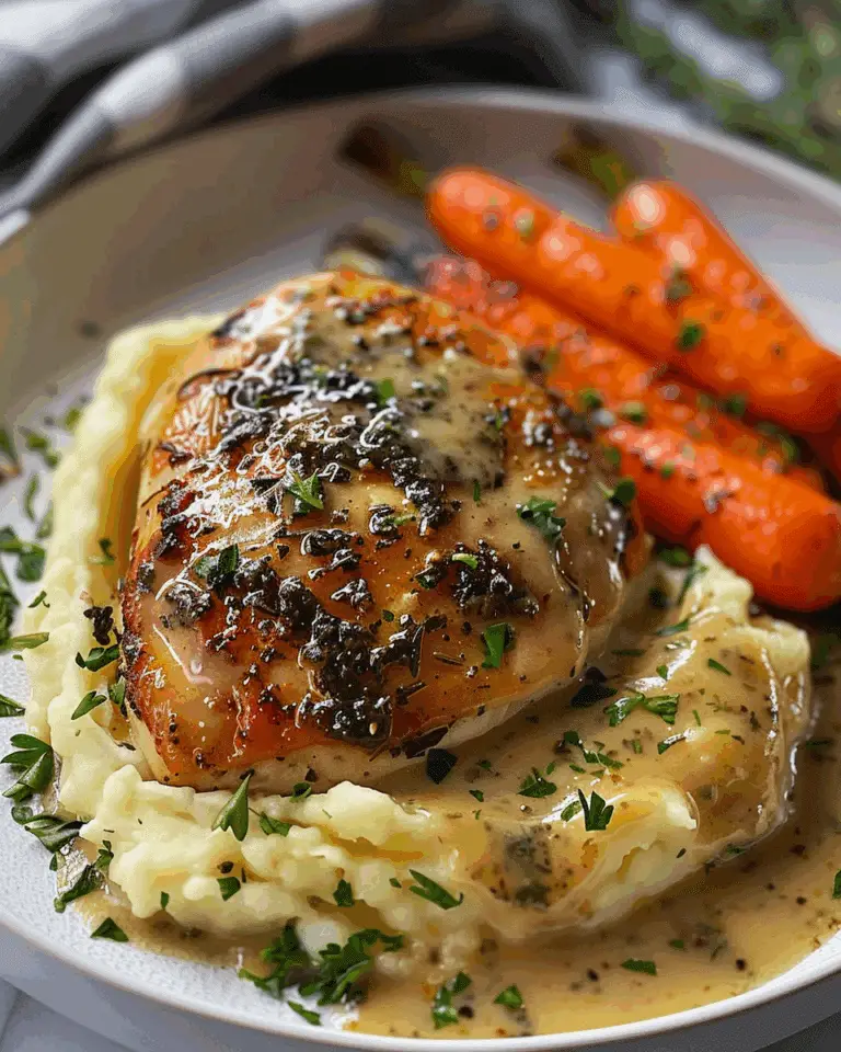 Creamy Herb Chicken with Mashed Potatoes & Glazed Carrots
