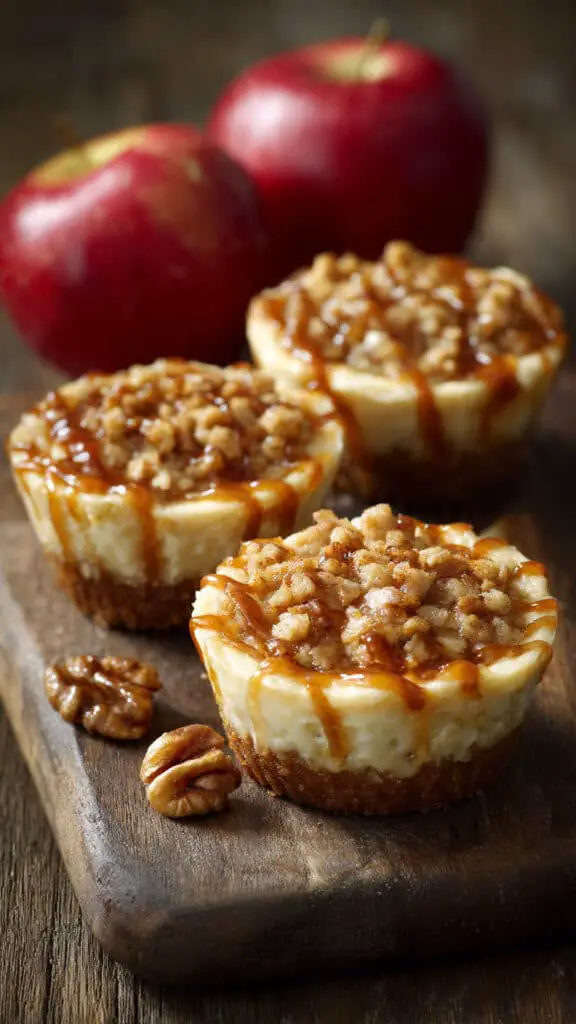 Easy Apple Crisp Mini Cheesecakes