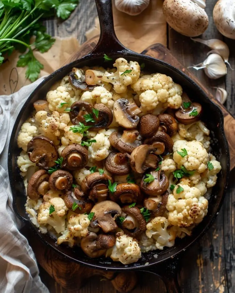 Garlic Cauliflower Mushroom Skillet
