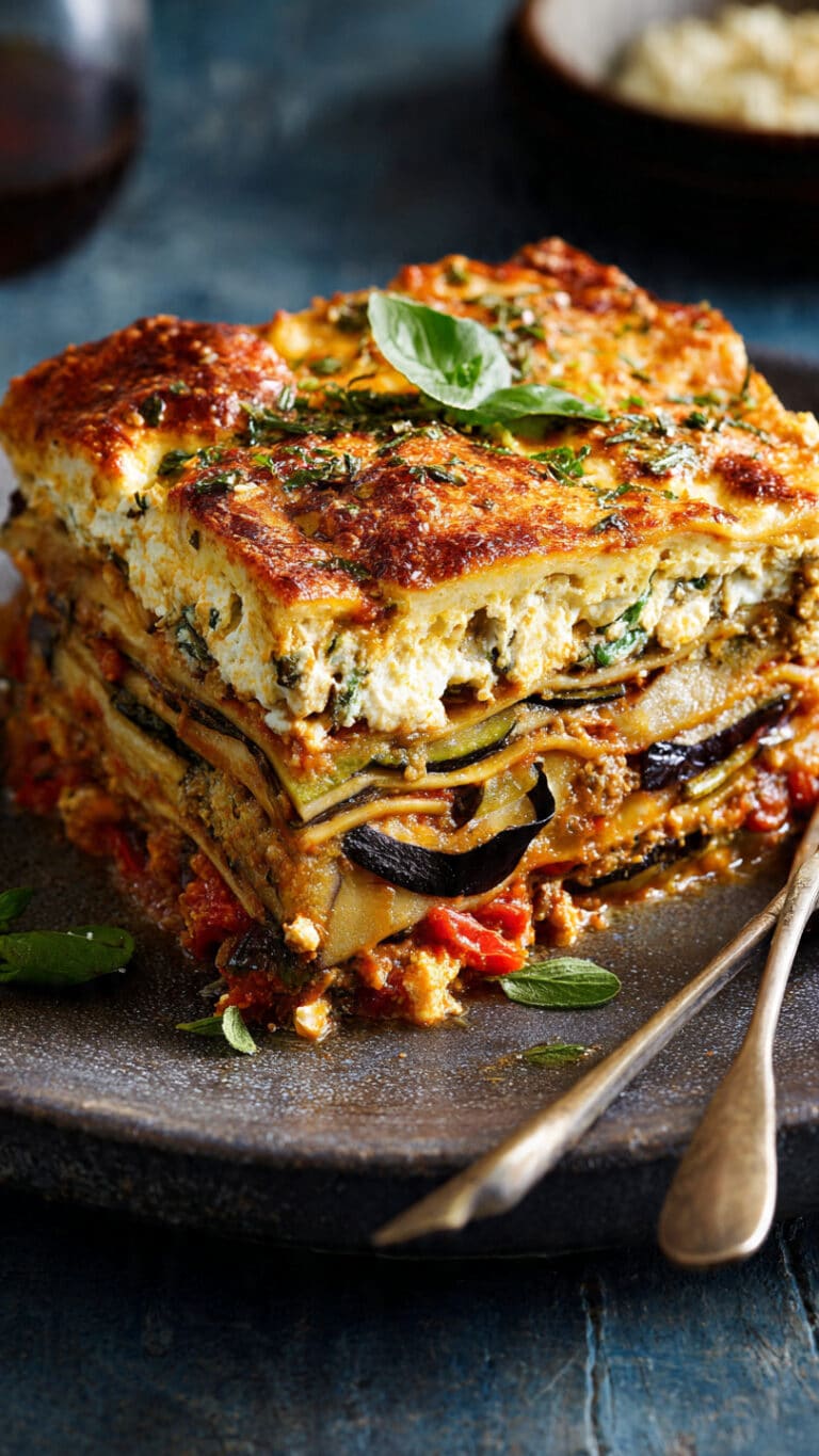 Layered Mediterranean Vegetable Lasagna with Creamy Ricotta