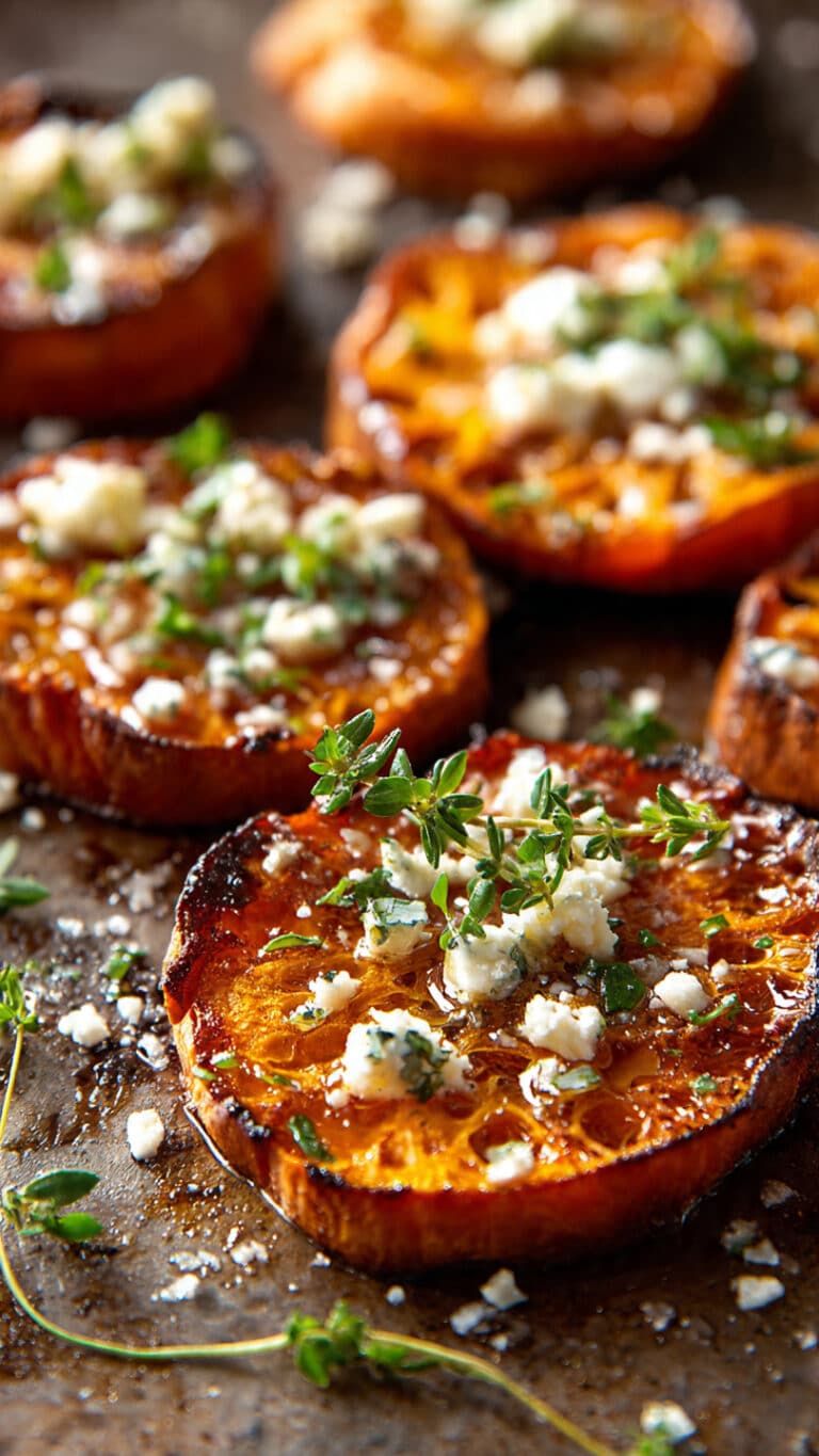 Roasted Sweet Potato Rounds with Honey & Feta