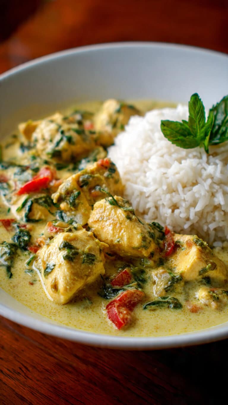 Delicious Basil Chicken in Coconut Curry Sauce