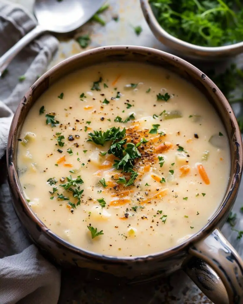 Cheddar Garlic Herb Potato Soup