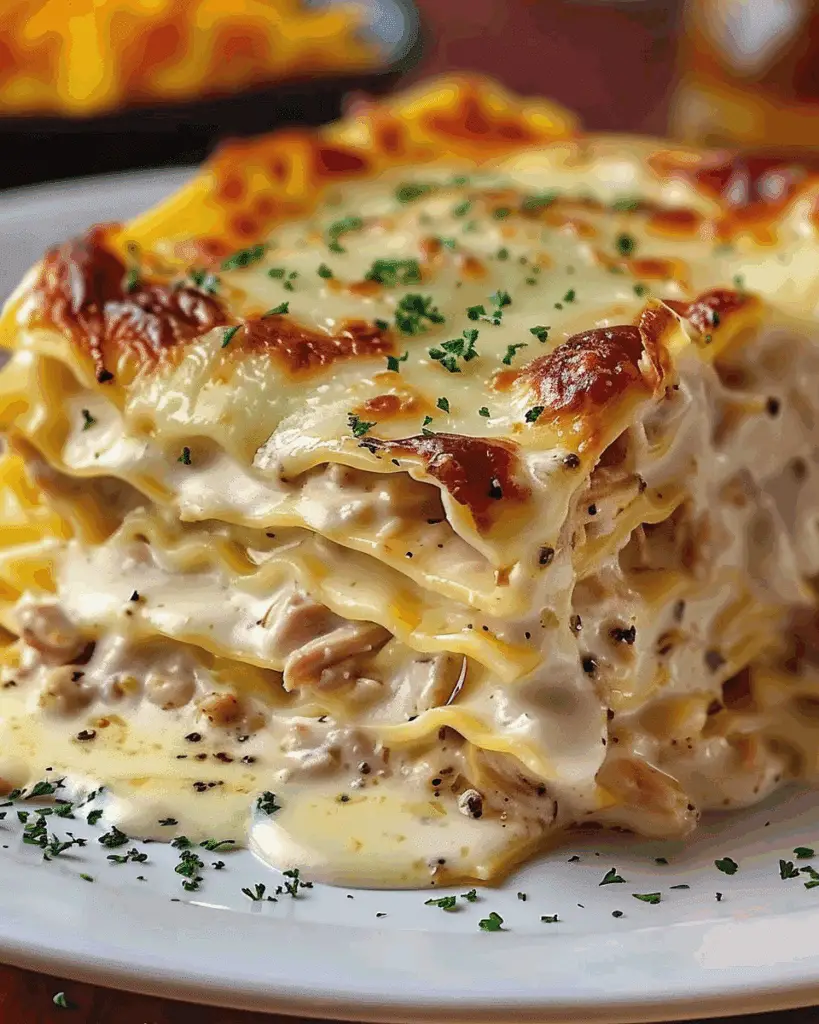 Creamy Chicken Lasagna with White Sauce