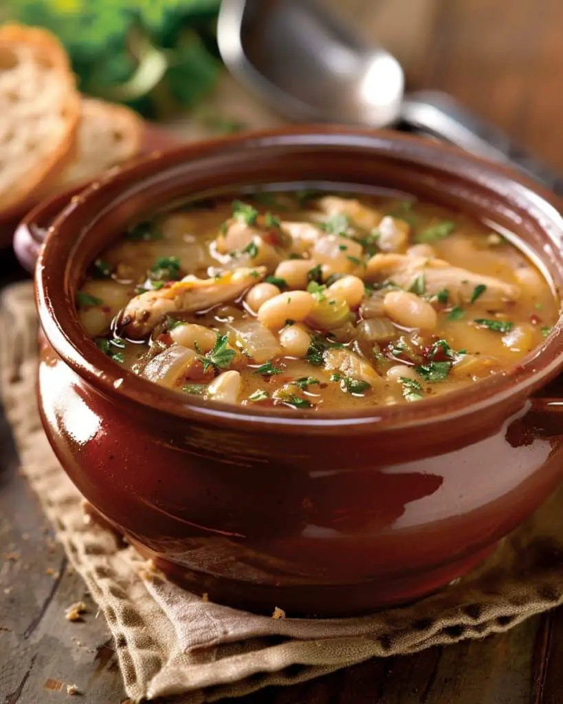 Caramelized Onion, White Bean & Chicken Soup