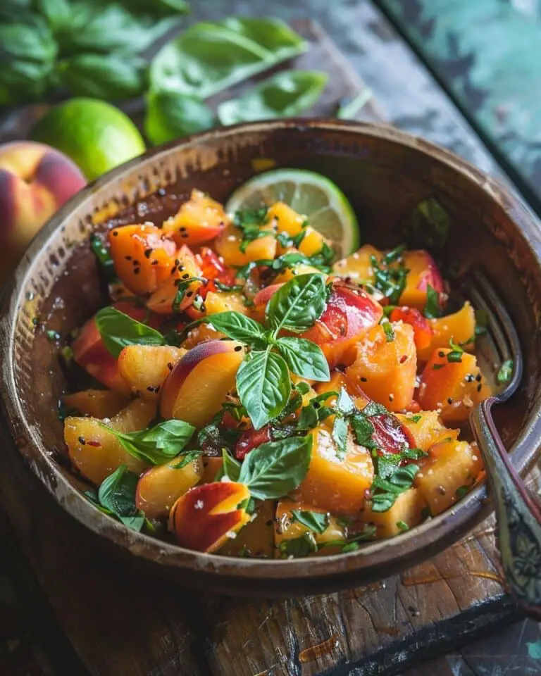 Honey Lime Basil Peach Fruit Salad