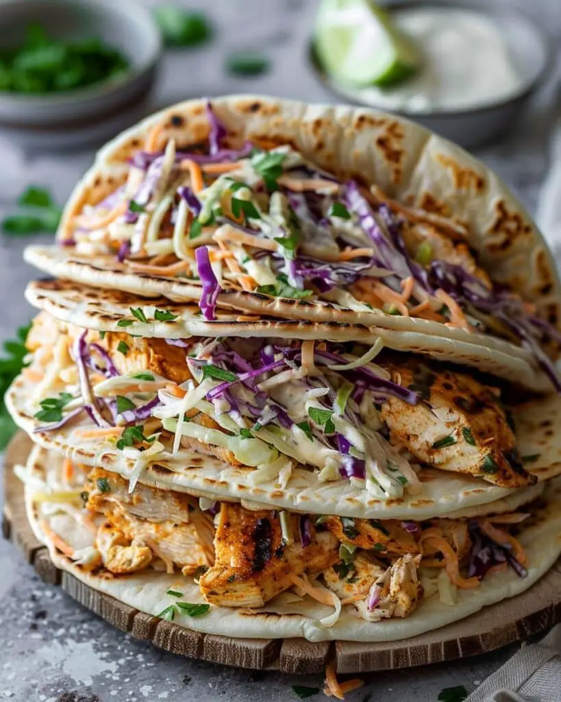 Flavor-Packed Chicken Pitas with Creamy Herby Ranch Slaw
