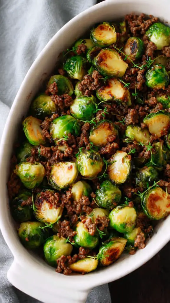 Ground Beef and Brussels Sprouts