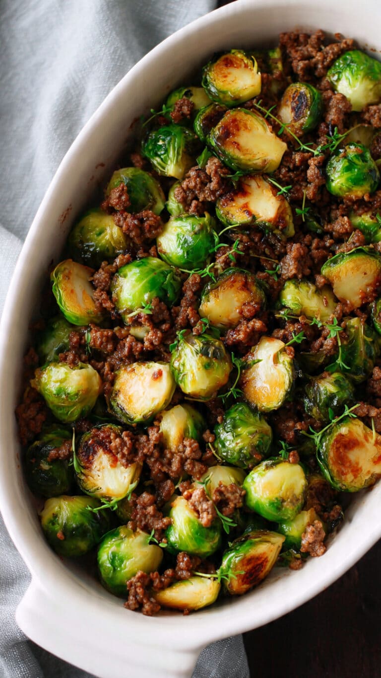 Ground Beef and Brussels Sprouts
