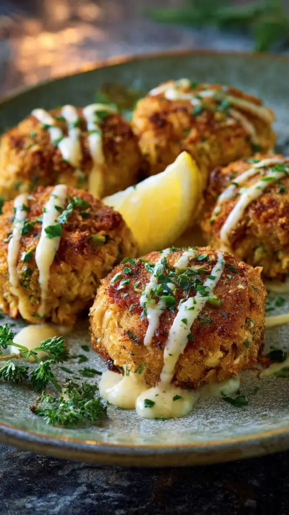 Cheddar Bay Crab Cakes with Lemon Butter Drizzle