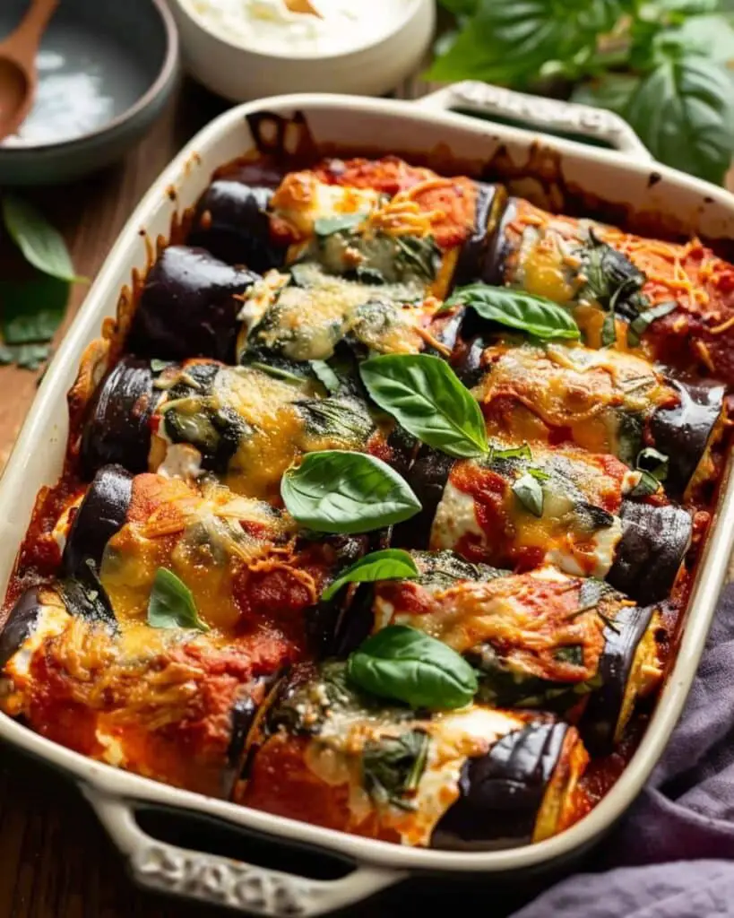 Savory Eggplant Roll-Ups with Creamy Ricotta and Spinach