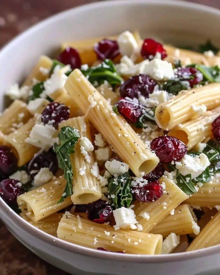 Feta & Cranberry Rigatoni Salad with Lemon Vinaigrette