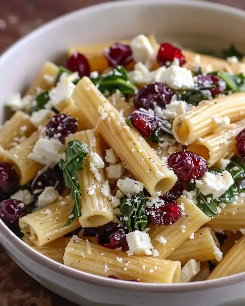Feta & Cranberry Rigatoni Salad with Lemon Vinaigrette
