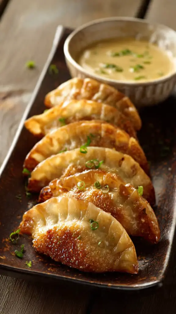 Baked Potstickers in Creamy Curry Sauce