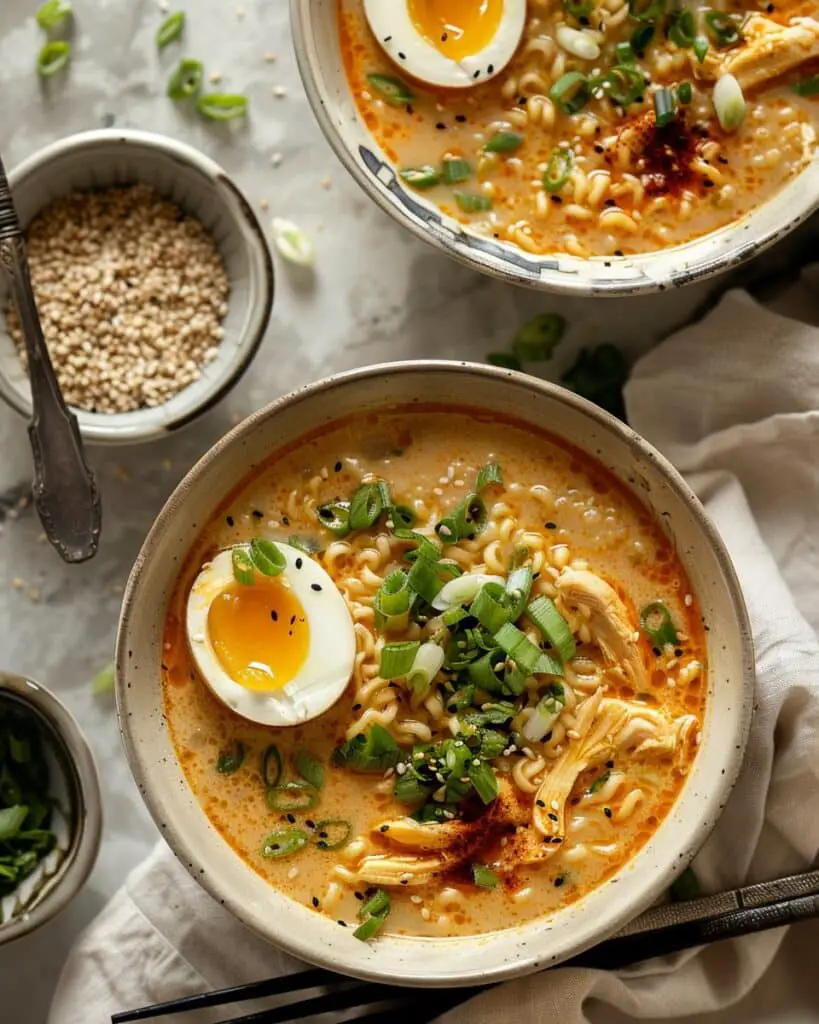 Revitalizing & Spicy Creamy Chicken and Ramen Soup