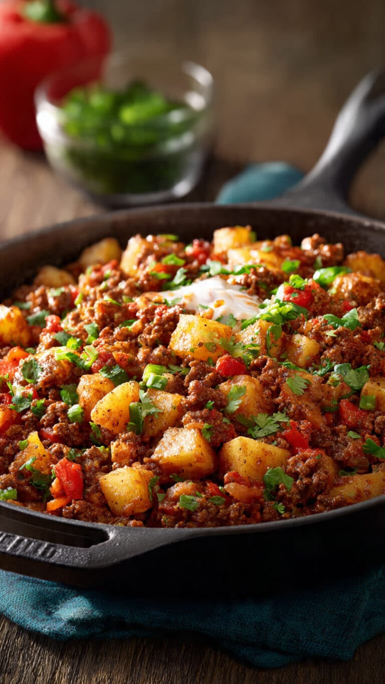 Southwest Ground Beef and Potato Skillet