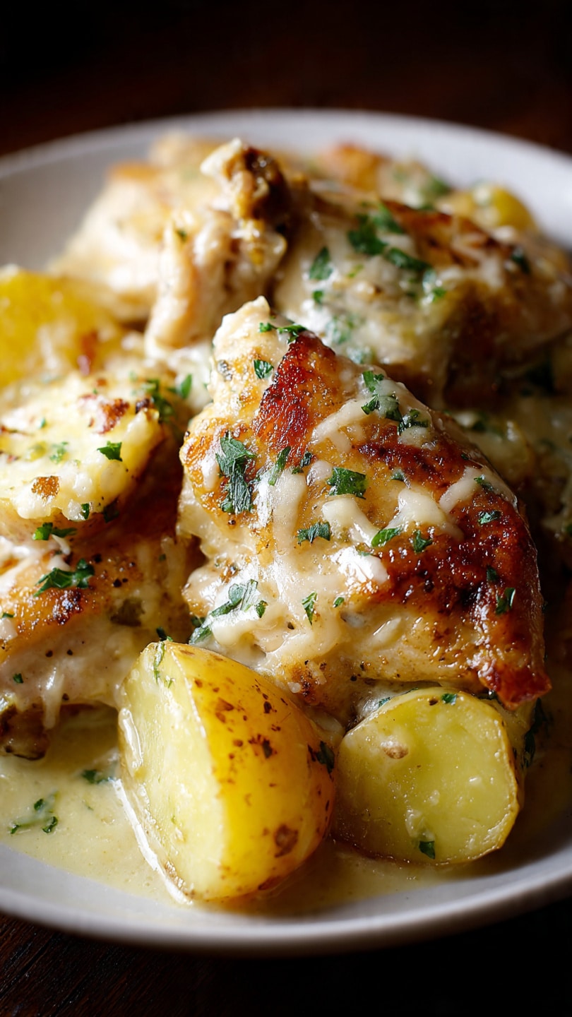 Garlic Parmesan Crockpot Chicken and Potatoes