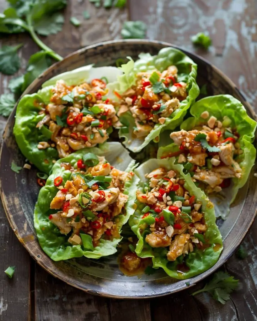Chicken Lettuce Wraps with Thai Chili Sauce