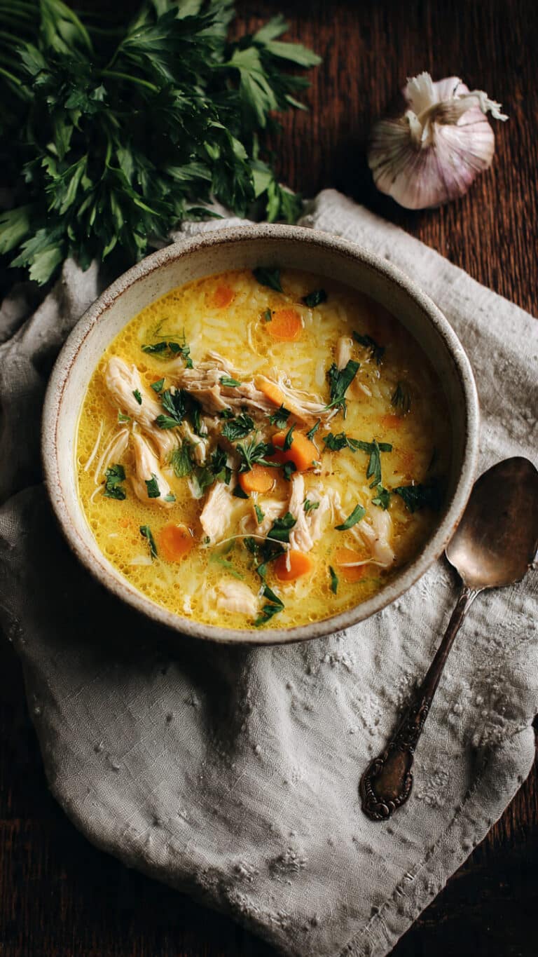 Lemon Ginger Turmeric Chicken and Rice Soup