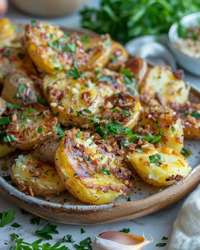 Crispy Garlic Smashed Potatoes Easy Side Dish