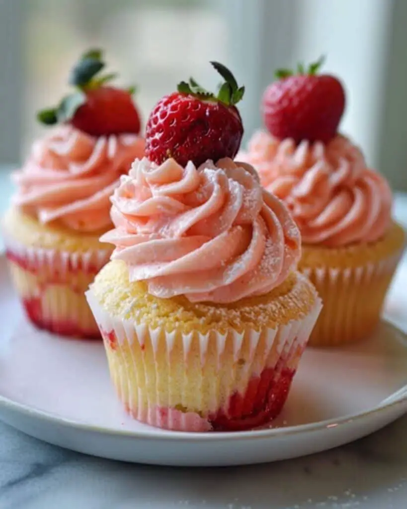 Mango Strawberry Sunset Cupcakes