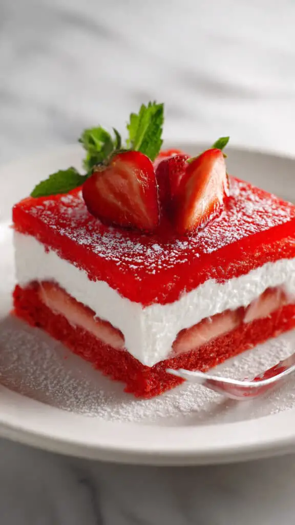 No-Bake Strawberry Jello Lasagna