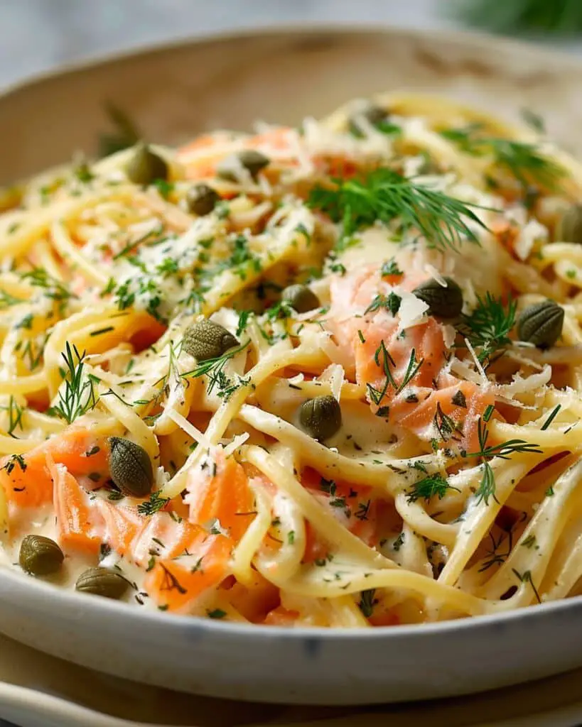 Smoked Salmon Pasta with Capers and Dill