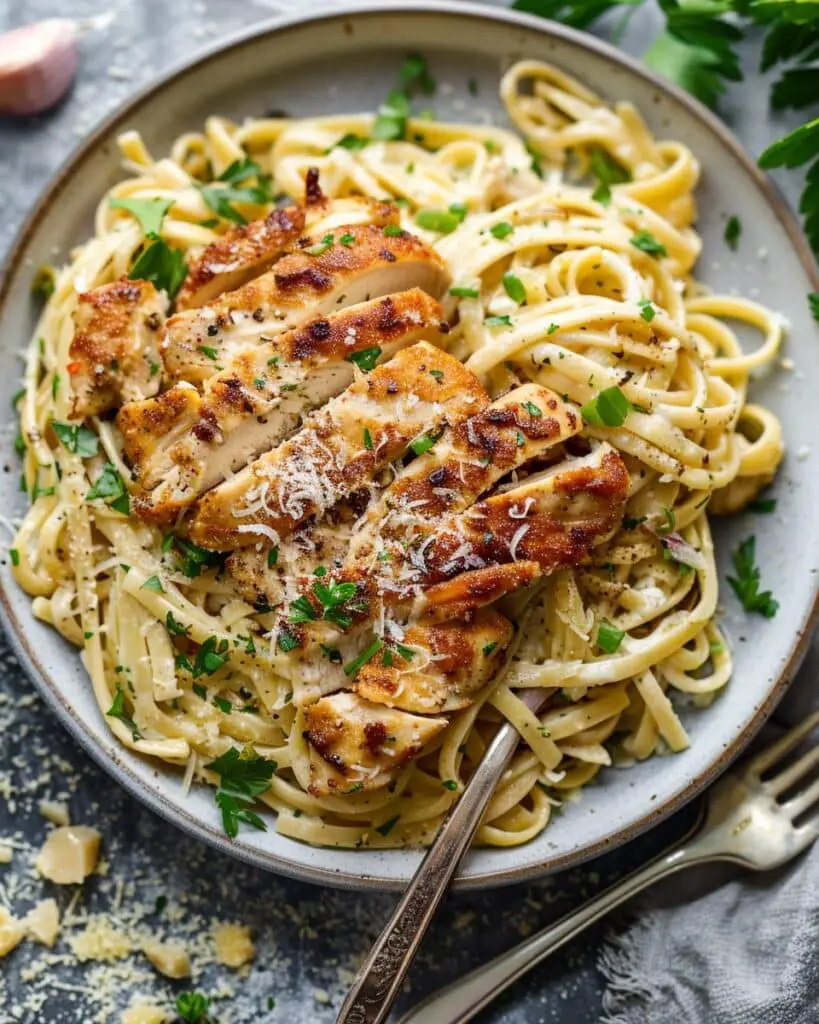 Savory Cajun Chicken and Creamy Garlic Parmesan Linguine