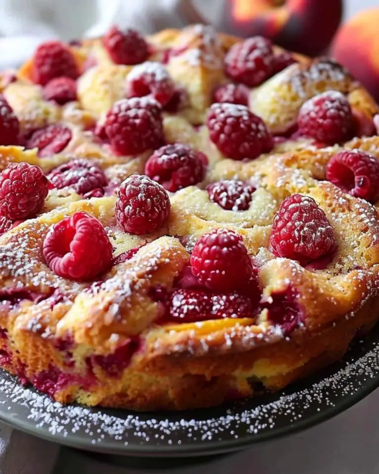 Raspberry Peach Greek Yogurt Cake