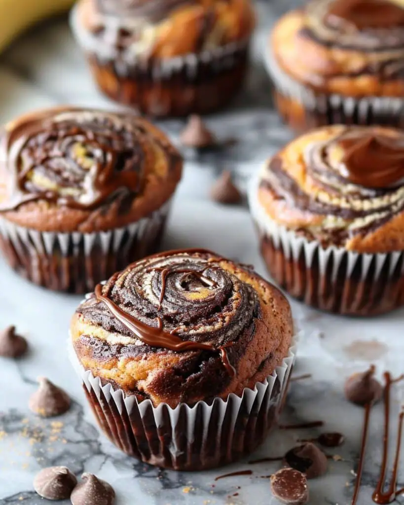 Nutella Swirled Banana Muffins