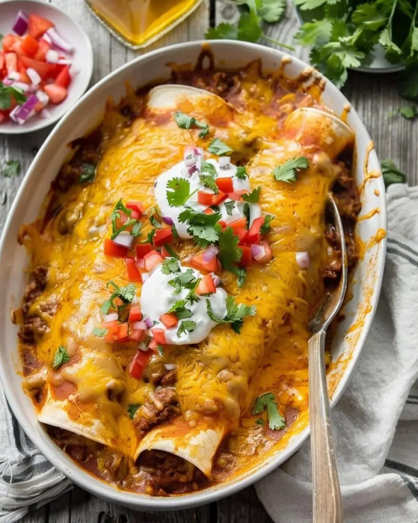 Easy Cheesy Ground Beef Enchiladas