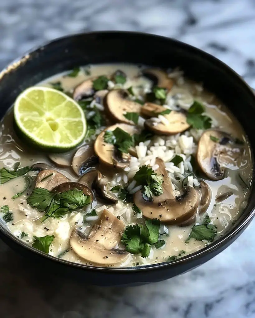 Ginger Lime Chicken and Mushroom Soup with Cilantro Rice