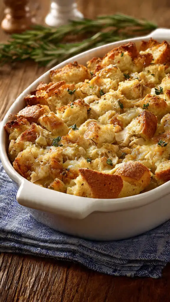 Easy Rotisserie Chicken Stuffing Casserole