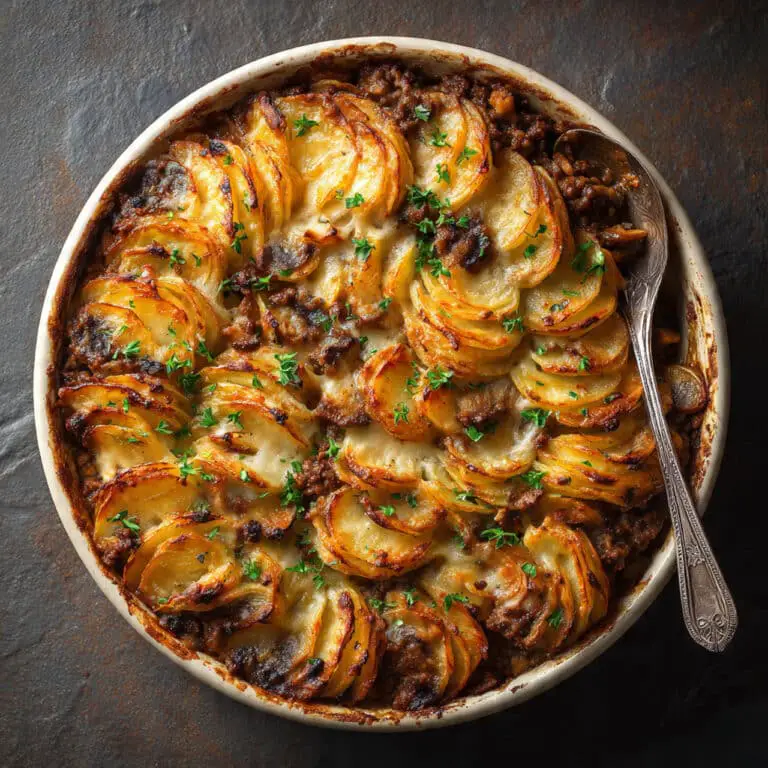 Mushroom, Ground Beef & Lentil Potato Hotpot