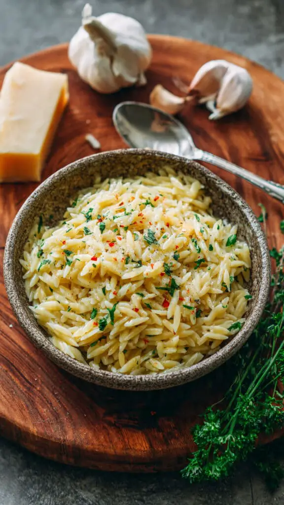 Garlic Parmesan Orzo Pasta