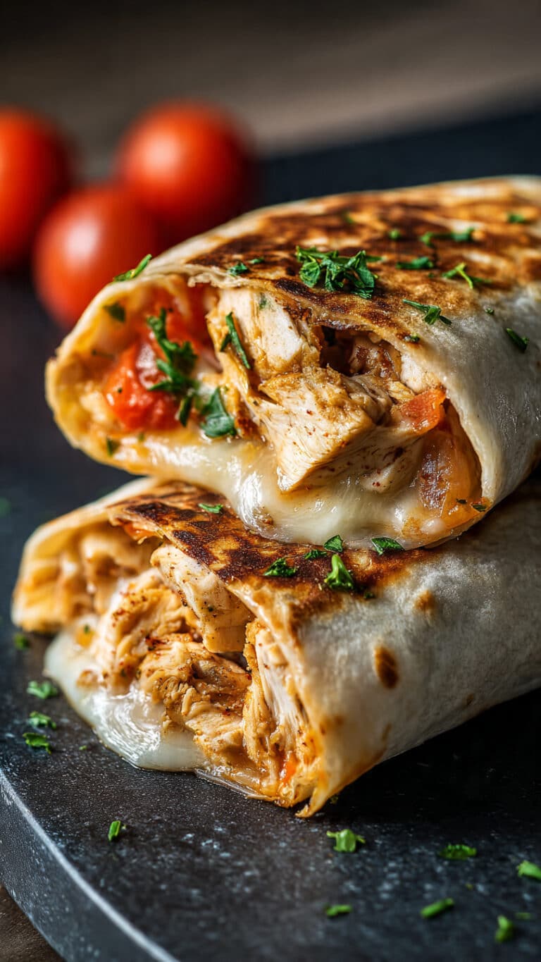 Cozy Cheesy Garlic Chicken Wraps