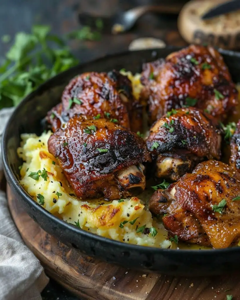 Chipotle Honey Chicken Thighs Packed with Protein & Smoked Gouda Mashed Potatoes for Creamy Goodness