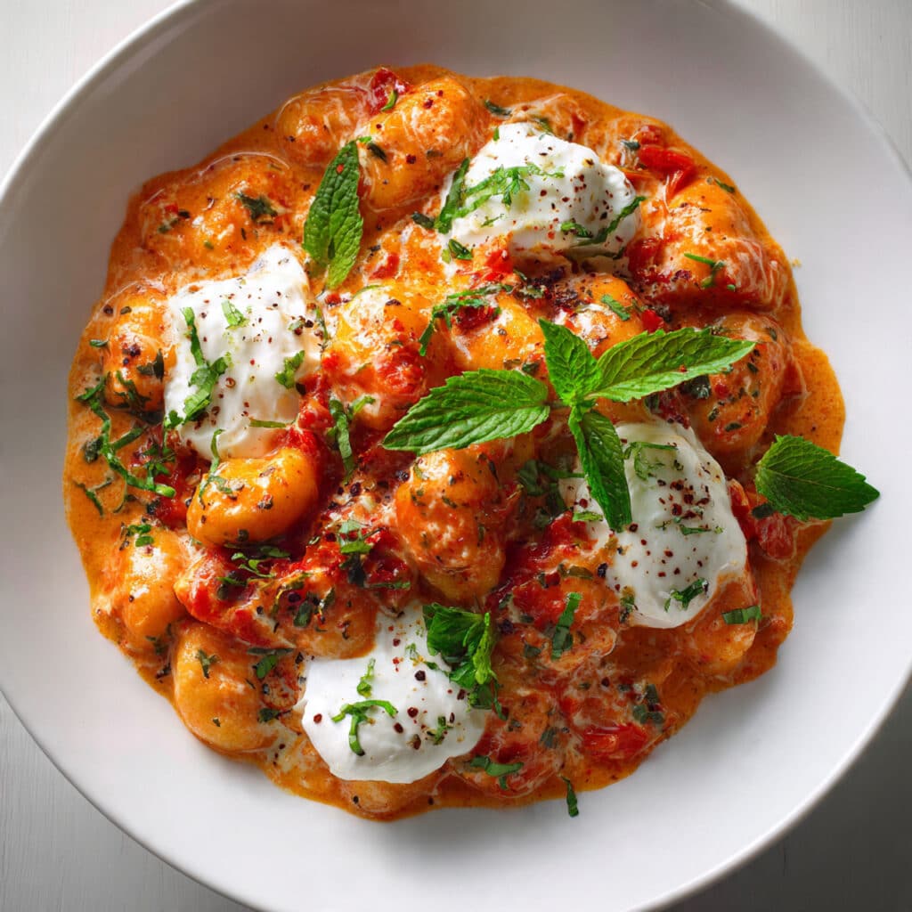 Creamy Tomato Gnocchi with Burrata