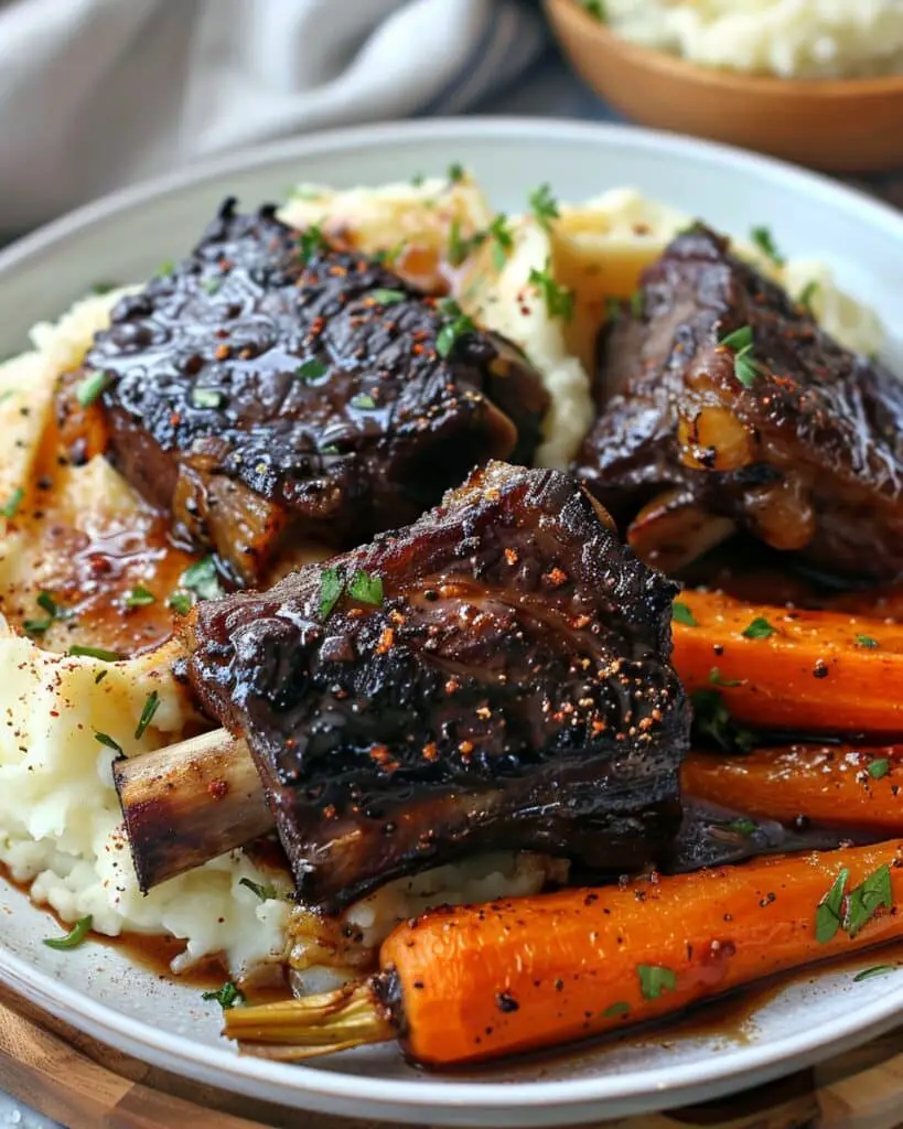 Beef Short Ribs with Mashed Potatoes & Glazed Carrots
