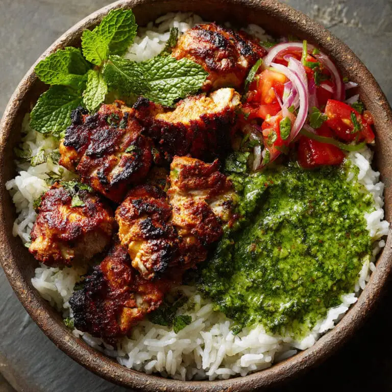 Crispy Chicken Tikka Bowls with Mint Sauce