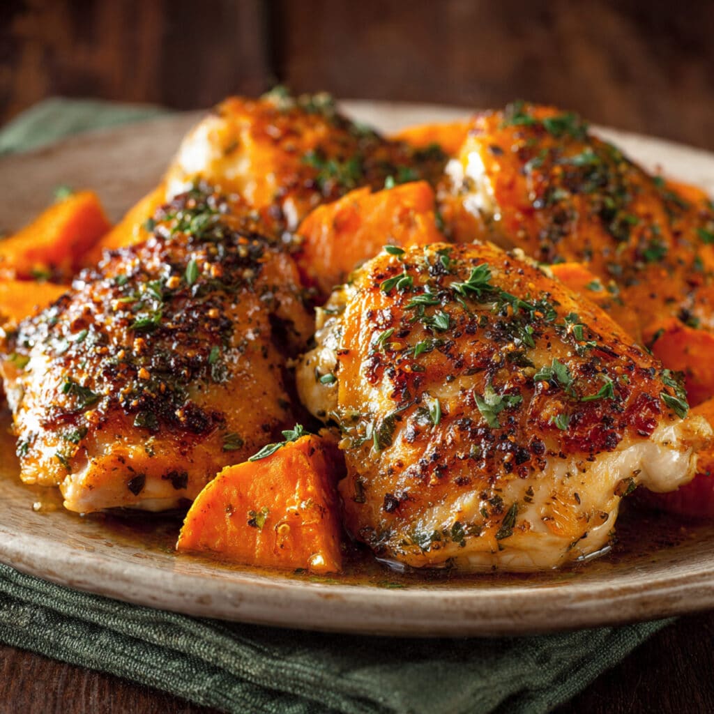 Easy Honey Garlic Chicken with Sweet Potato