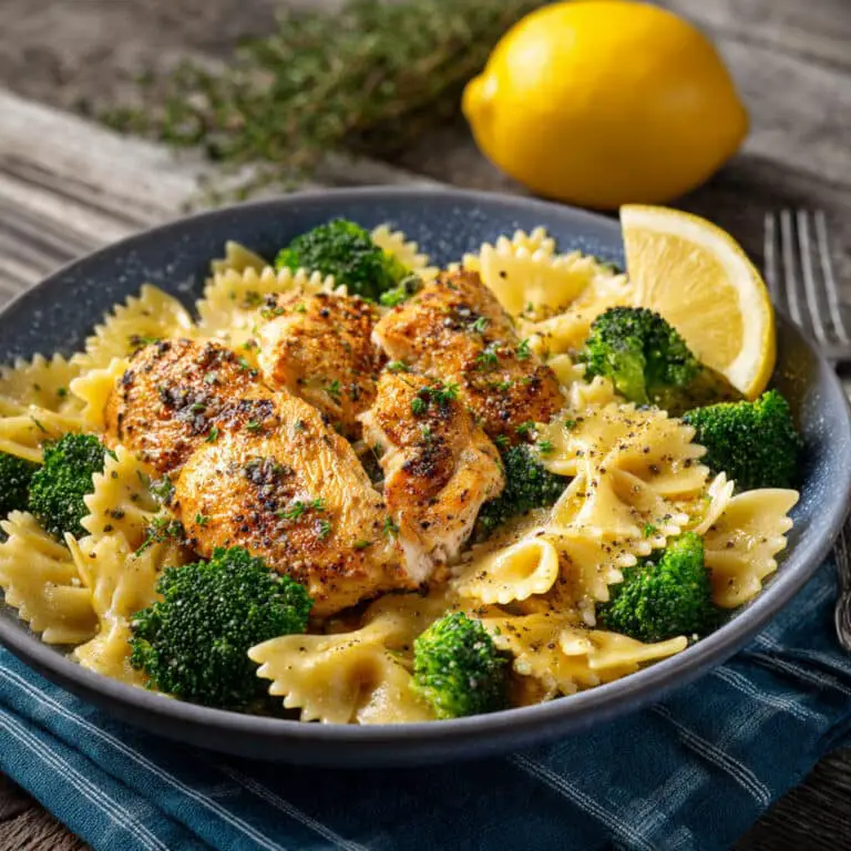 Cowboy Butter Lemon Bowtie Chicken with Broccoli