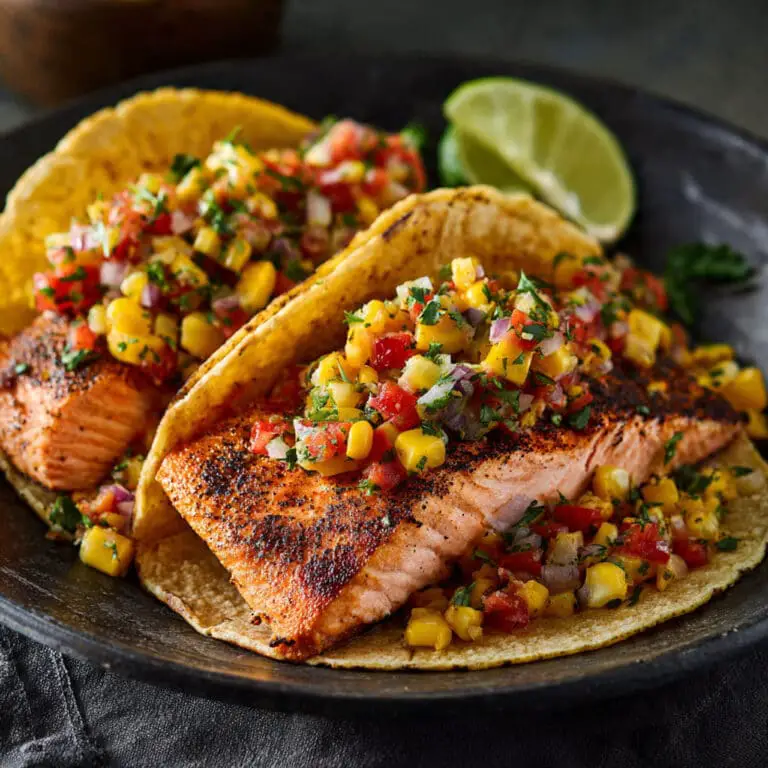 Salmon Tacos with Mango Corn Salsa
