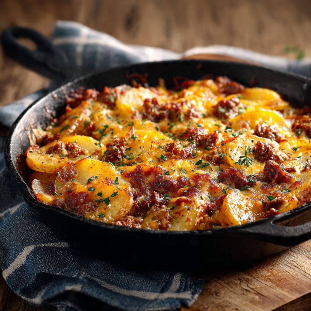 One-Pan Cheesy Meat & Potato Skillet