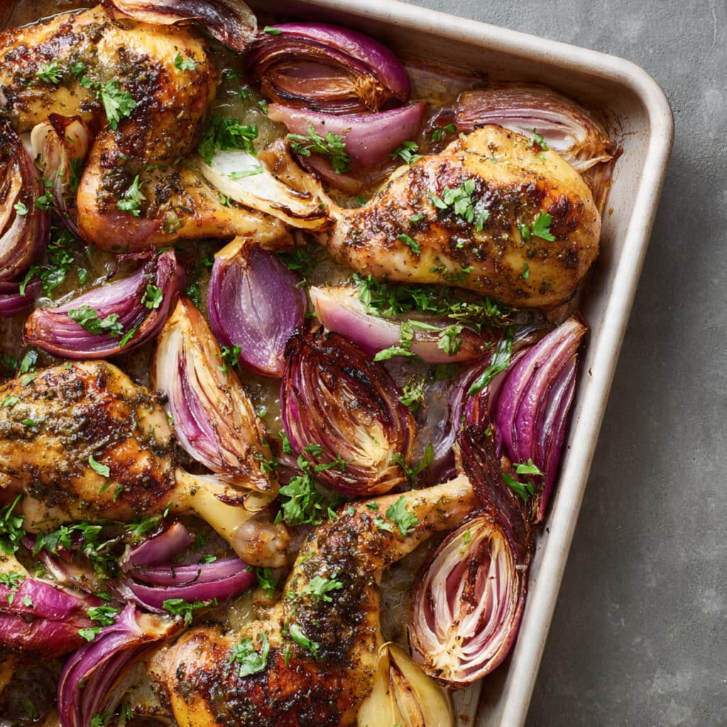 Sheet-Pan Roasted Red Onion Chicken