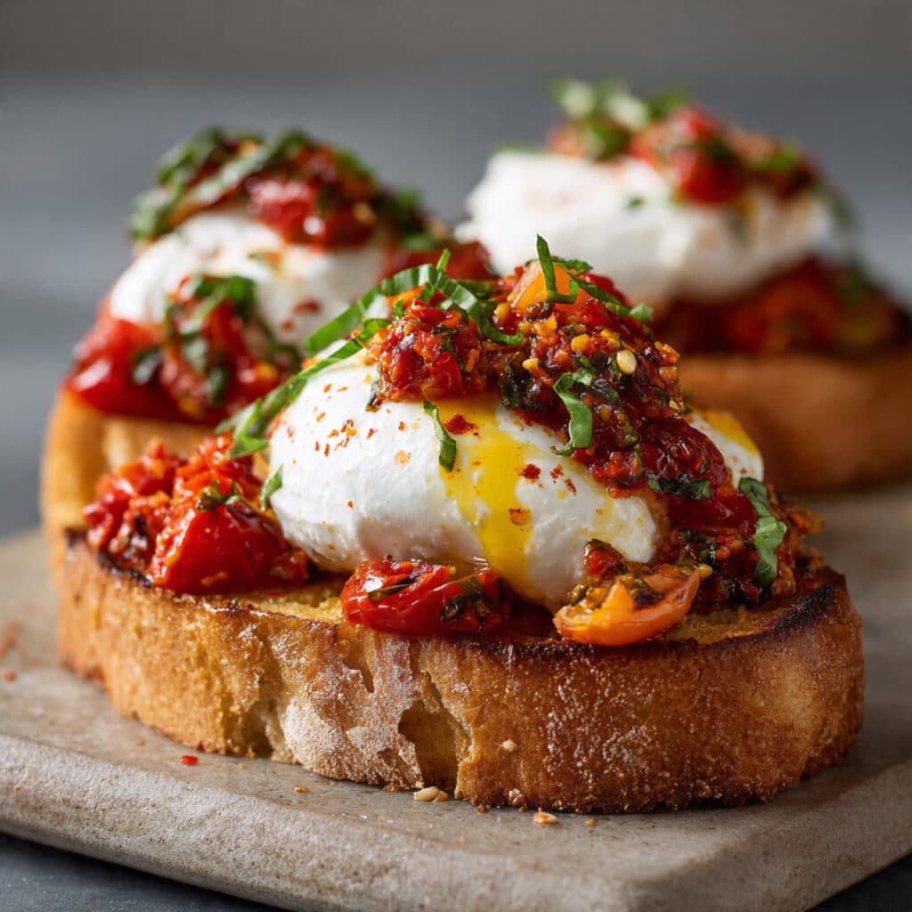 Zaalouk Toasts with Burrata