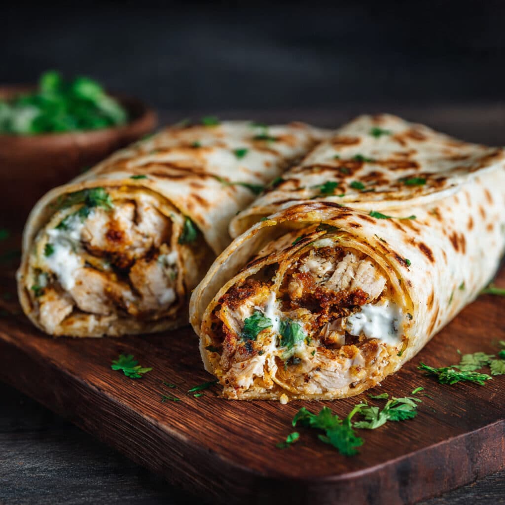 Cheesy Garlic Chicken Wraps For Quick Lunch